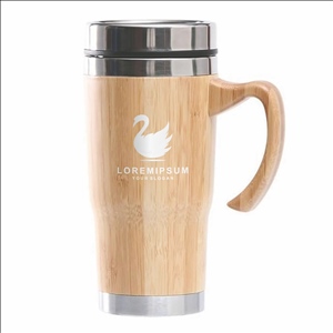 18oz Premium Bamboo Tumbler with Handle - Vacuum Insulated Thermos for Tea, Coffee - Bamboo Stainles